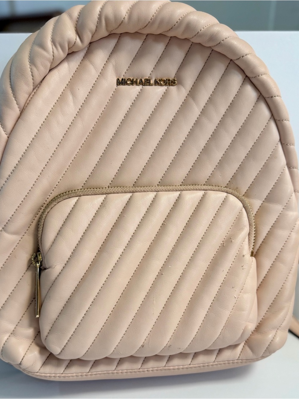 Michael Kors Quilted Blush Cream Backpack with Gold Hardware